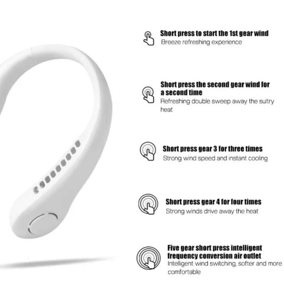 Bladeless Neck Fan with 360 Airflow, Portable Hands Free Small USB Fan - Picture 3 of 8